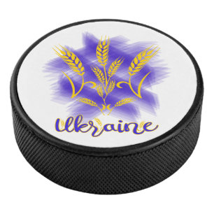 Ukrainian trident made of wheat ear hockey puck