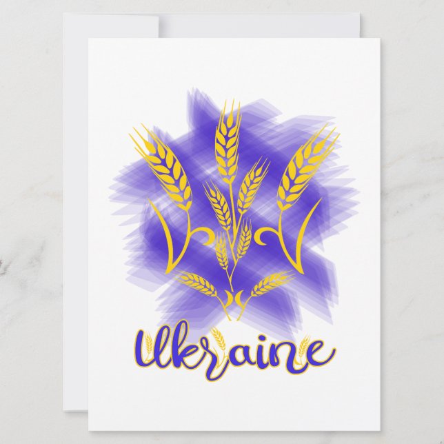 Ukrainian trident made of wheat ear holiday card (Front)