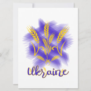 Ukrainian trident made of wheat ear holiday card