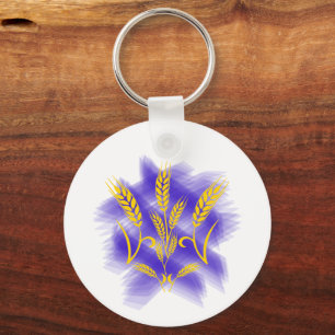 Ukrainian trident made of wheat ear keychain