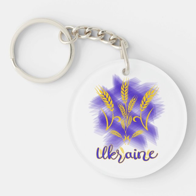 Ukrainian trident made of wheat ear keychain (Front)