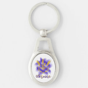 Ukrainian trident made of wheat ear keychain