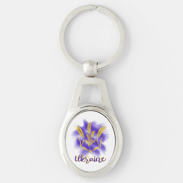 Ukrainian trident made of wheat ear keychain (Front)