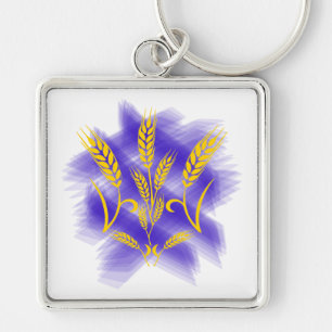 Ukrainian trident made of wheat ear keychain
