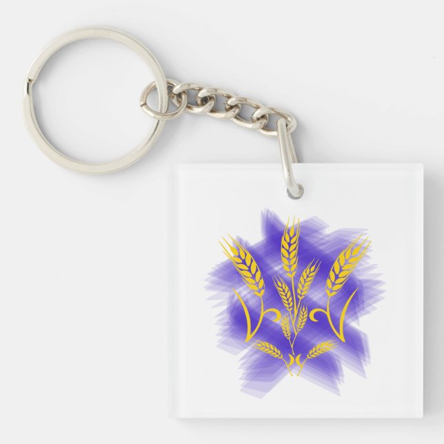 Ukrainian trident made of wheat ear keychain (Front)