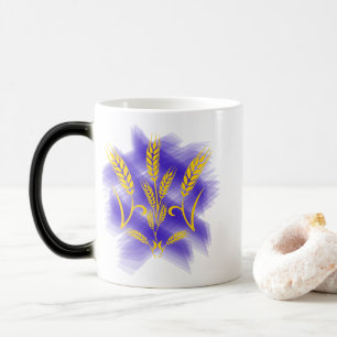 Ukrainian trident made of wheat ear magic mug