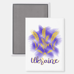 Ukrainian trident made of wheat ear magnet