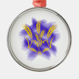 Ukrainian trident made of wheat ear metal ornament