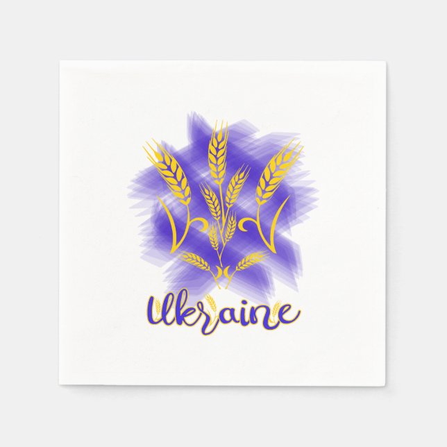 Ukrainian trident made of wheat ear napkin (Front)