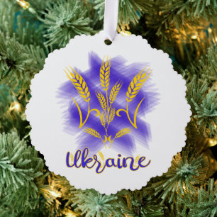 Ukrainian trident made of wheat ear ornament card