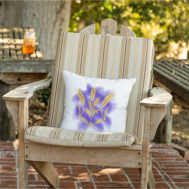 Ukrainian trident made of wheat ear outdoor pillow (Chair)