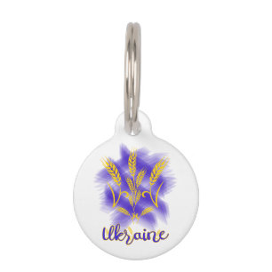 Ukrainian trident made of wheat ear pet tag