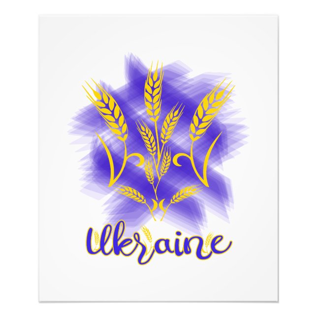 Ukrainian trident made of wheat ear photo print (Front)