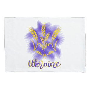 Ukrainian trident made of wheat ear pillowcase