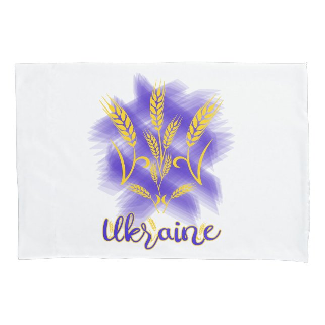 Ukrainian trident made of wheat ear pillowcase (Front)