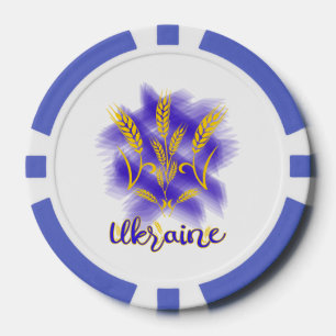 Ukrainian trident made of wheat ear poker chips