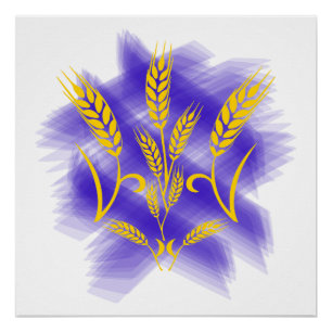 Ukrainian trident made of wheat ear poster