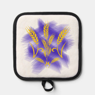 Ukrainian trident made of wheat ear pot holder