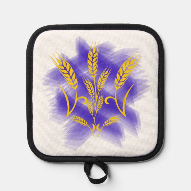 Ukrainian trident made of wheat ear pot holder (Front)