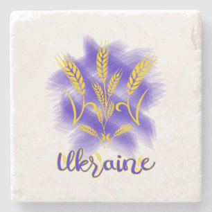 Ukrainian trident made of wheat ear stone coaster