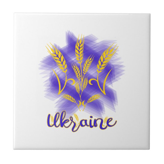 Ukrainian trident made of wheat ear tile (Front)