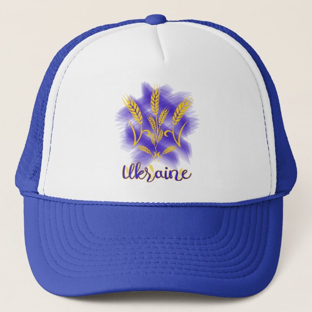 Ukrainian trident made of wheat ear trucker hat (Front)