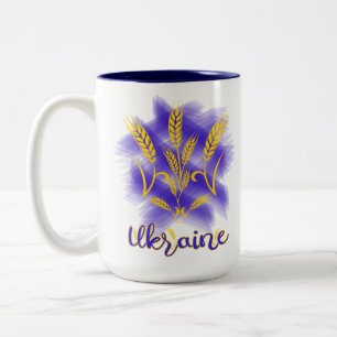 Ukrainian trident made of wheat ear Two-Tone coffee mug