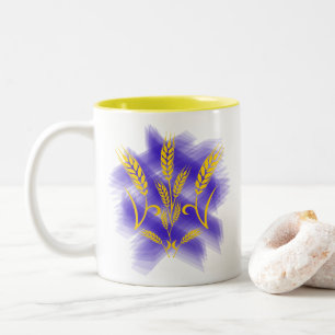 Ukrainian trident made of wheat ear Two-Tone coffee mug