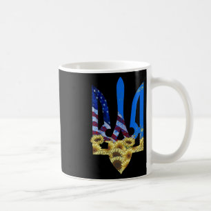 Ukrainian Trident Sunflower American Flag Ukrainia Coffee Mug