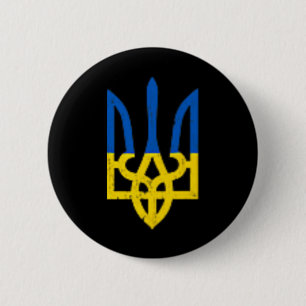 Ukrainian Trident Symbol - Ukraine Flag Support Pa 2 Inch Round Button