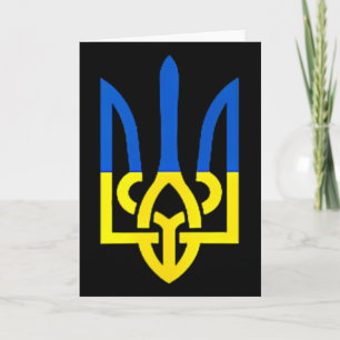 Ukrainian Trident Symbol - Ukraine Flag Support Pa Card