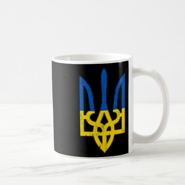 Ukrainian Trident Symbol - Ukraine Flag Support Pa Coffee Mug (Right)
