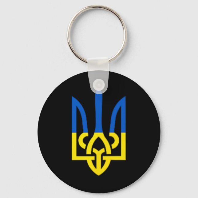 Ukrainian Trident Symbol - Ukraine Flag Support Pa Keychain (Front)