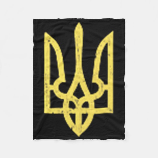 Ukrainian Trident Symbol - Ukraine Support Patriot Fleece Blanket (Front)