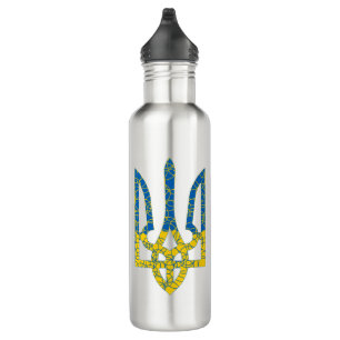 Ukrainian trident textured flag of Ukraine colours 710 Ml Water Bottle