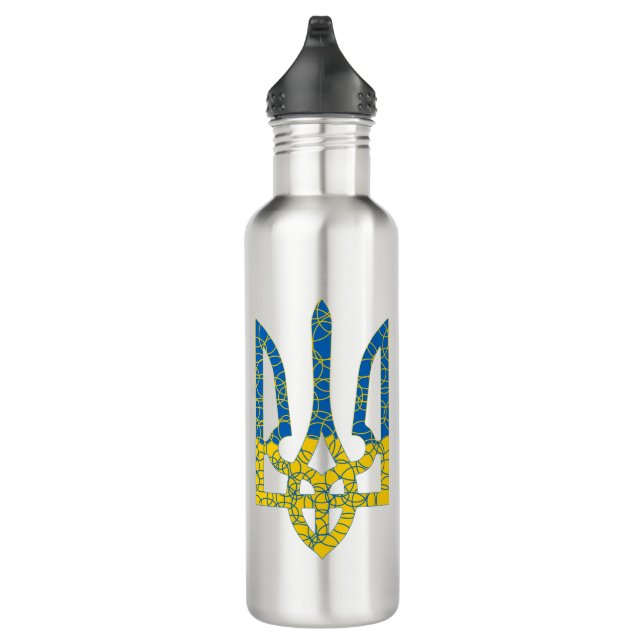 Ukrainian trident textured flag of Ukraine colours 710 Ml Water Bottle (Right)