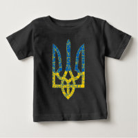 Ukrainian trident textured flag of Ukraine colours