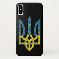 Ukrainian trident textured flag of Ukraine colours