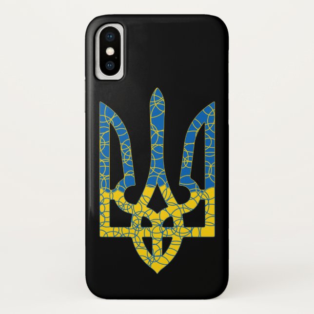Ukrainian trident textured flag of Ukraine colours Case-Mate iPhone Case (Back)