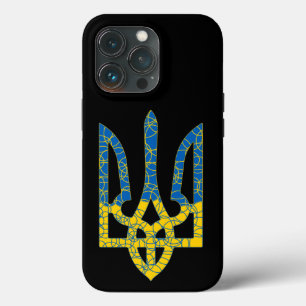 Ukrainian trident textured flag of Ukraine colours iPhone 13 Pro Case