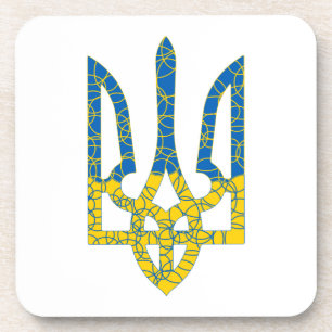Ukrainian trident textured flag of Ukraine colours Coaster