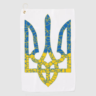 Ukrainian trident textured flag of Ukraine colours Golf Towel