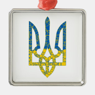 Ukrainian trident textured flag of Ukraine colours Metal Ornament