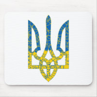 Ukrainian trident textured flag of Ukraine colours
