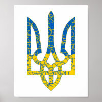 Ukrainian trident textured flag of Ukraine colours