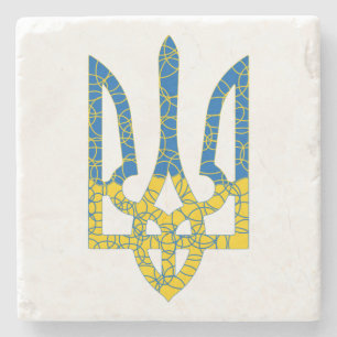 Ukrainian trident textured flag of Ukraine colours Stone Coaster