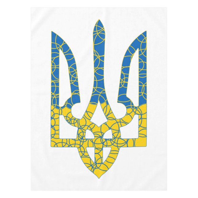 Ukrainian trident textured flag of Ukraine colours Tablecloth (Front)