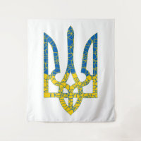 Ukrainian trident textured flag of Ukraine colours