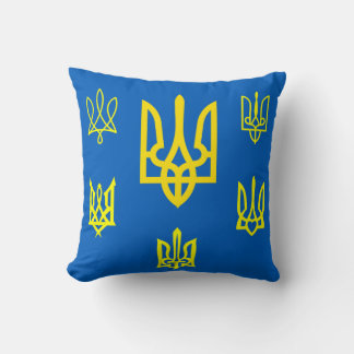 Ukrainian Tridents and Emblems Throw Pillow
