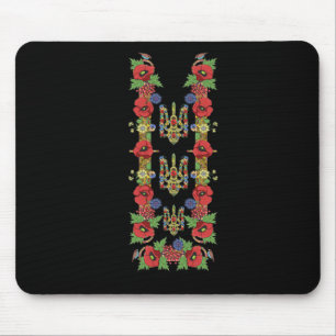 Ukrainian Trysub Red Poppies Retro Floral Ukraine Mouse Pad